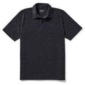 Filson Short Sleeve Washed Black Cotton Polo Shirt Large